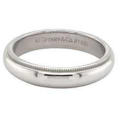 Tiffany & Co. Platinum 4mm Double Milgrain Wedding Band Ring Size 7