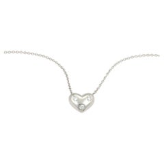 Tiffany & Co. Etoile 3 Diamond Heart Platinum Slide Pendant Necklace 16"