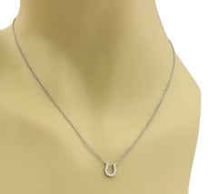 Tiffany & Co. Diamond Horseshoe 18k White Gold Pendant Necklace 16"