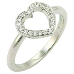 Tiffany & Co. Diamond Open Heart Platinum Ring Size 4.5