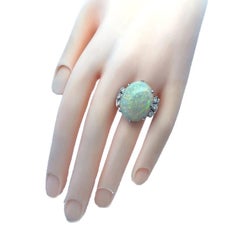 Tiffany & Co. 6.49ct Opal Diamond Platinum Cocktail Ring Size 7