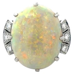 Tiffany & Co. 6.49ct Opal Diamond Platinum Cocktail Ring Size 7