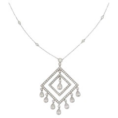Tiffany & Co. 5.00ct Diamond Platinum Double Frame Pendant Necklace 16"