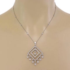 Tiffany & Co. 5.00ct Diamond Platinum Double Frame Pendant Necklace 16"