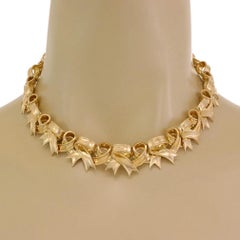 Tiffany & Co. Ribbon Bow 18k Yellow Gold Collar Necklace 16"