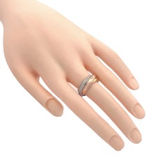 Cartier Trinity Diamond 18k Tri-Color Gold Ring w/ Service Paper Size 6 EU 52