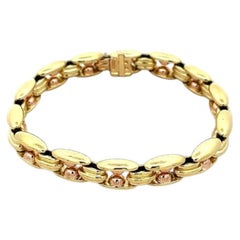 Bvlgari Two-Tone 18k Yellow Rose Gold Link Bracelet 7"