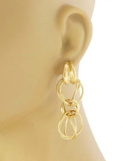 Tiffany & Co. Textured Wave Hoop 18k Yellow Gold Dangle Earrings