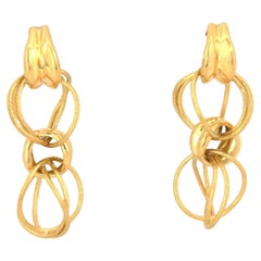 Tiffany & Co. Textured Wave Hoop 18k Yellow Gold Dangle Earrings