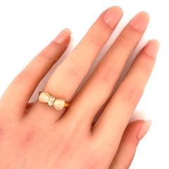 Van Cleef & Arpels Coral Diamond 18k Yellow Gold Bow Ring Size 5
