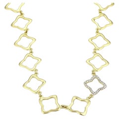 David Yurman Quatrefoil Diamond 18k Two-Tone Gold Necklace 17"