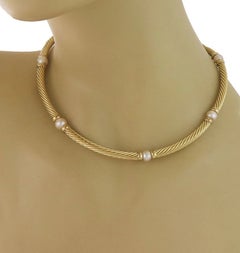 David Yurman Cable Classics Pearl 18k Yellow Gold Necklace 15"