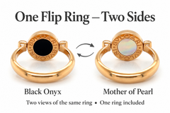 Bvlgari Bvlgari Flip MOP Black Onyx 18k Rose Gold Ring Size 6.5 EU 53