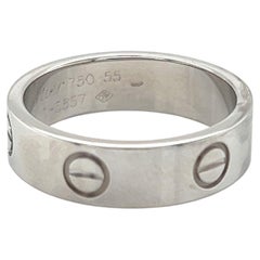 Cartier LOVE Classic 18k White Gold Band Ring w/ Cert Size 7 EU 55