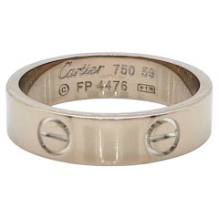 Cartier LOVE Classic 18k White Gold Band Ring w/ Paper Size 8.75 EU 59