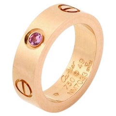 Cartier LOVE Pink Sapphire 18k Rose Gold Band Ring w/ Cert Size 4.75 EU 49