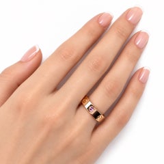 Cartier LOVE Pink Sapphire 18k Rose Gold Band Ring w/ Cert Size 5 EU 50