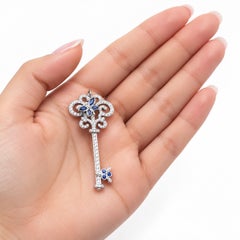 Tiffany & Co. Enchant Diamond Blue Sapphire Platinum Key Pendant