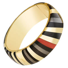 Angela Cummings Coral Onyx Hematite Gold Bracelet