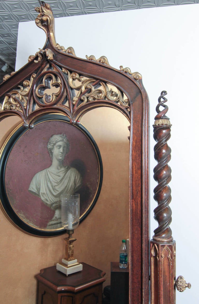 Gilt An Exceptionally Fine 19th-Century Neo-Gothic Cheval mirror