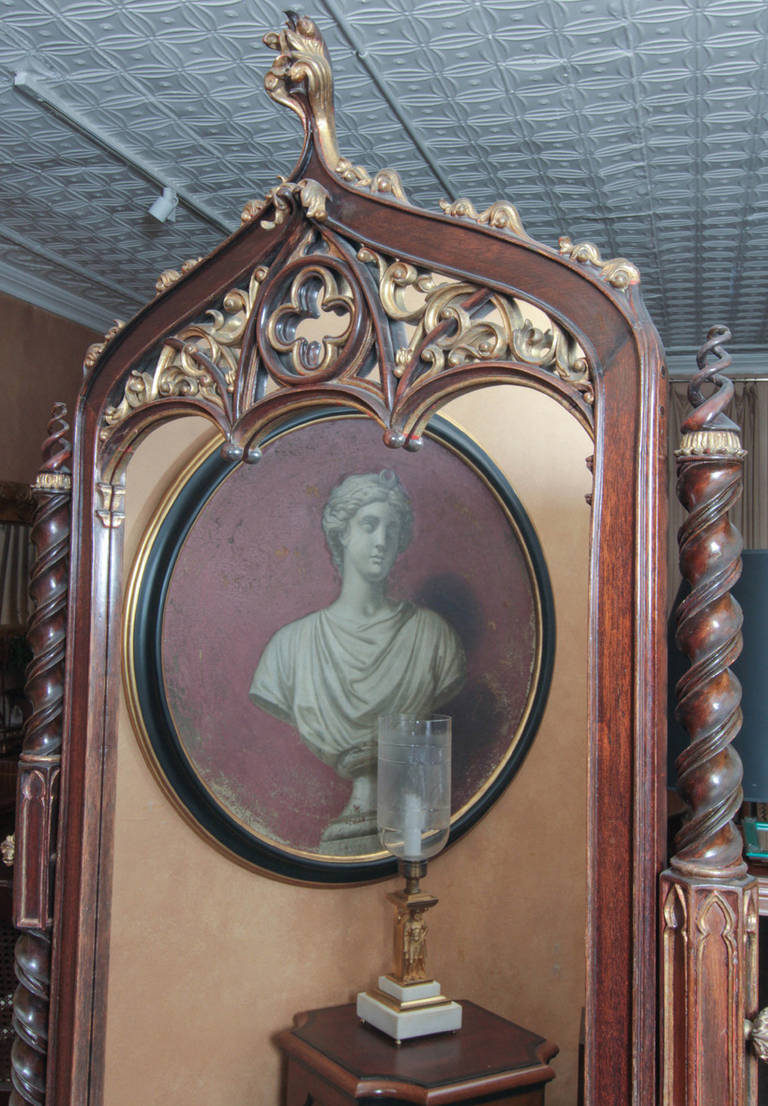 19th Century An Exceptionally Fine 19th-Century Neo-Gothic Cheval mirror