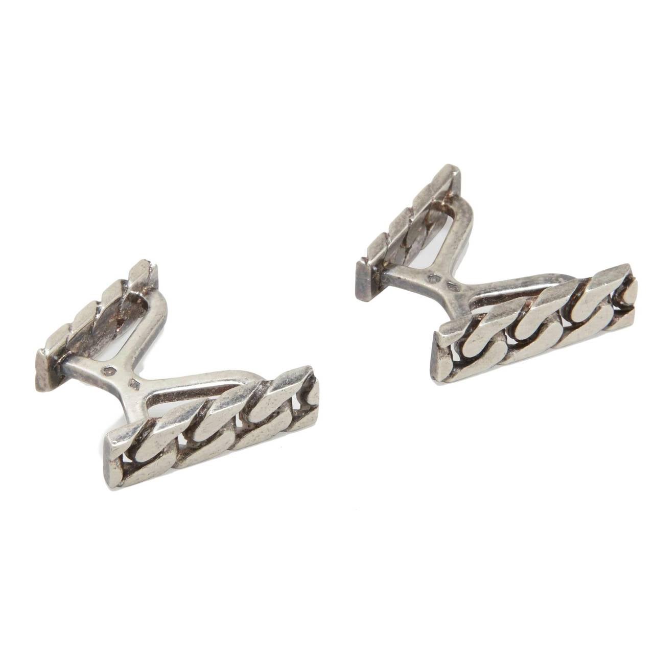 Hermès Sterling Silver Cufflinks at 1stdibs