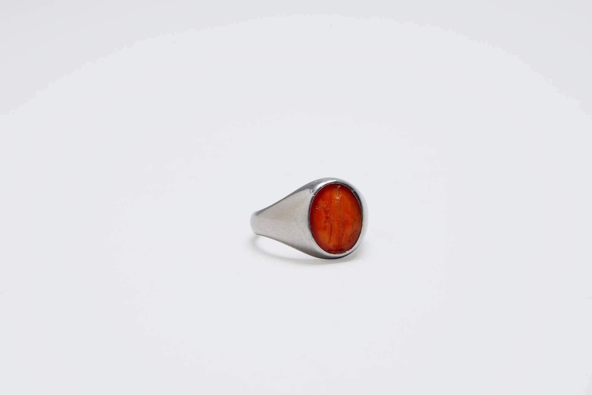 Women's or Men's Platinum Signet Ring For Sale