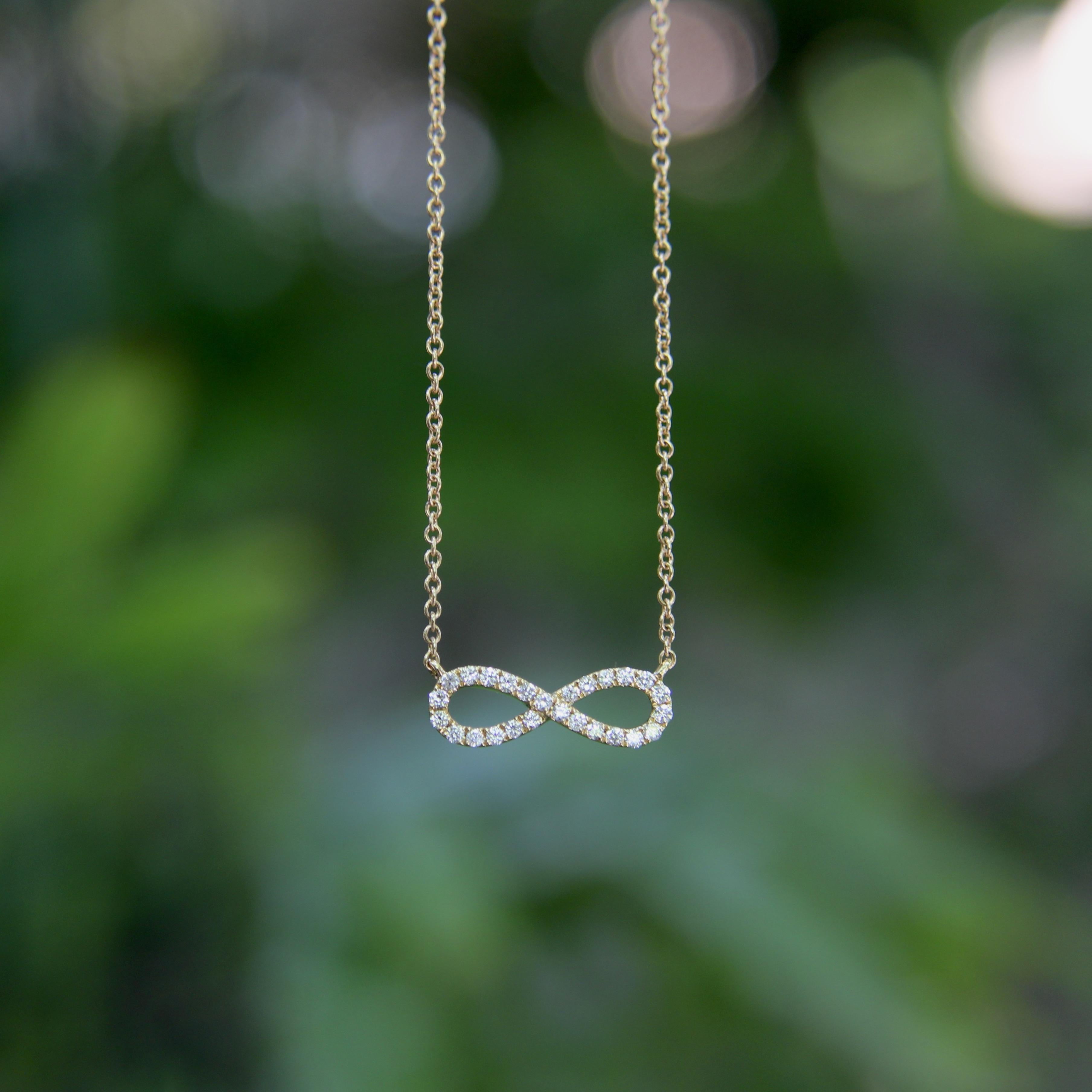 18K Gold und Diamant Unendlichkeit Halskette im Angebot 1