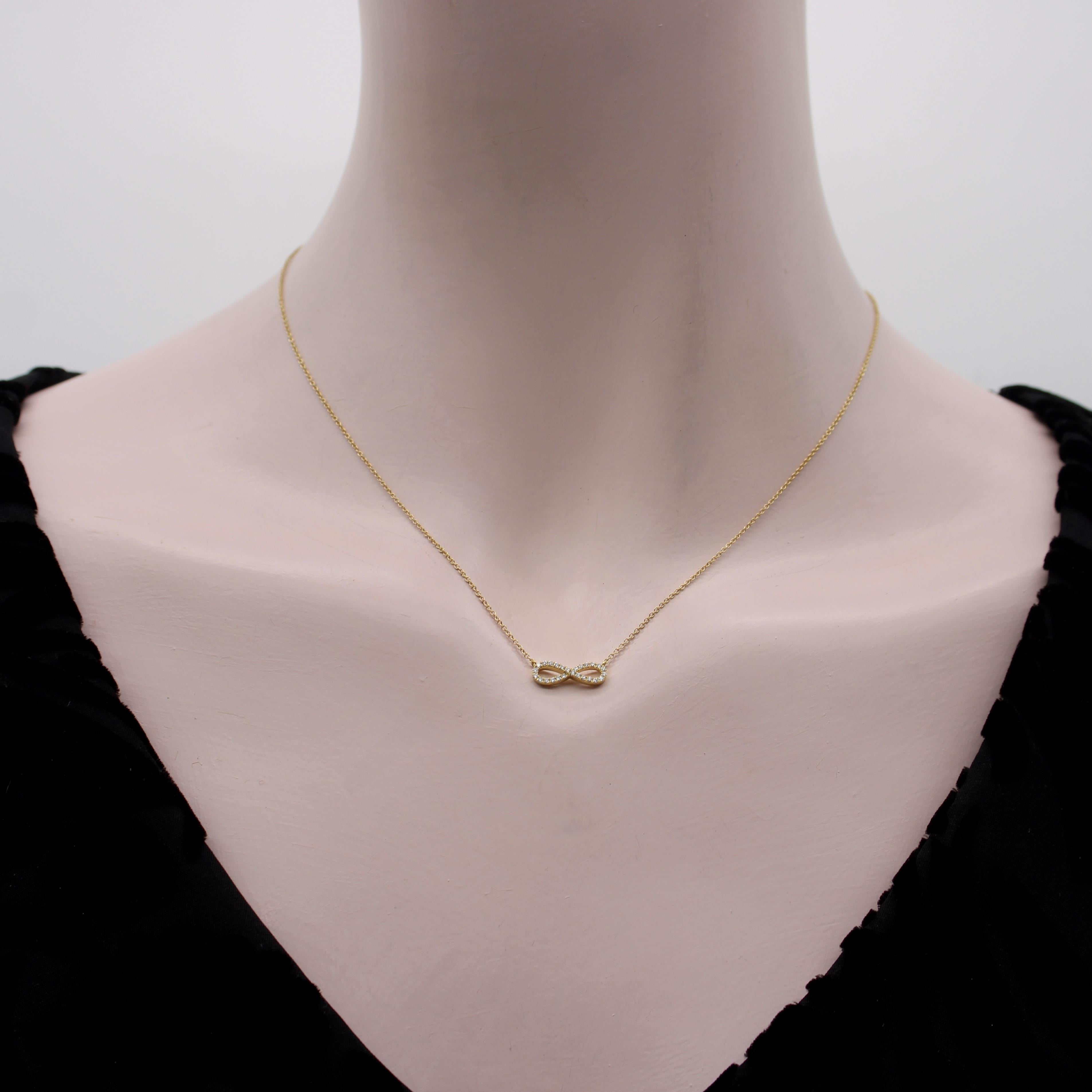18K Gold und Diamant Unendlichkeit Halskette im Angebot 2