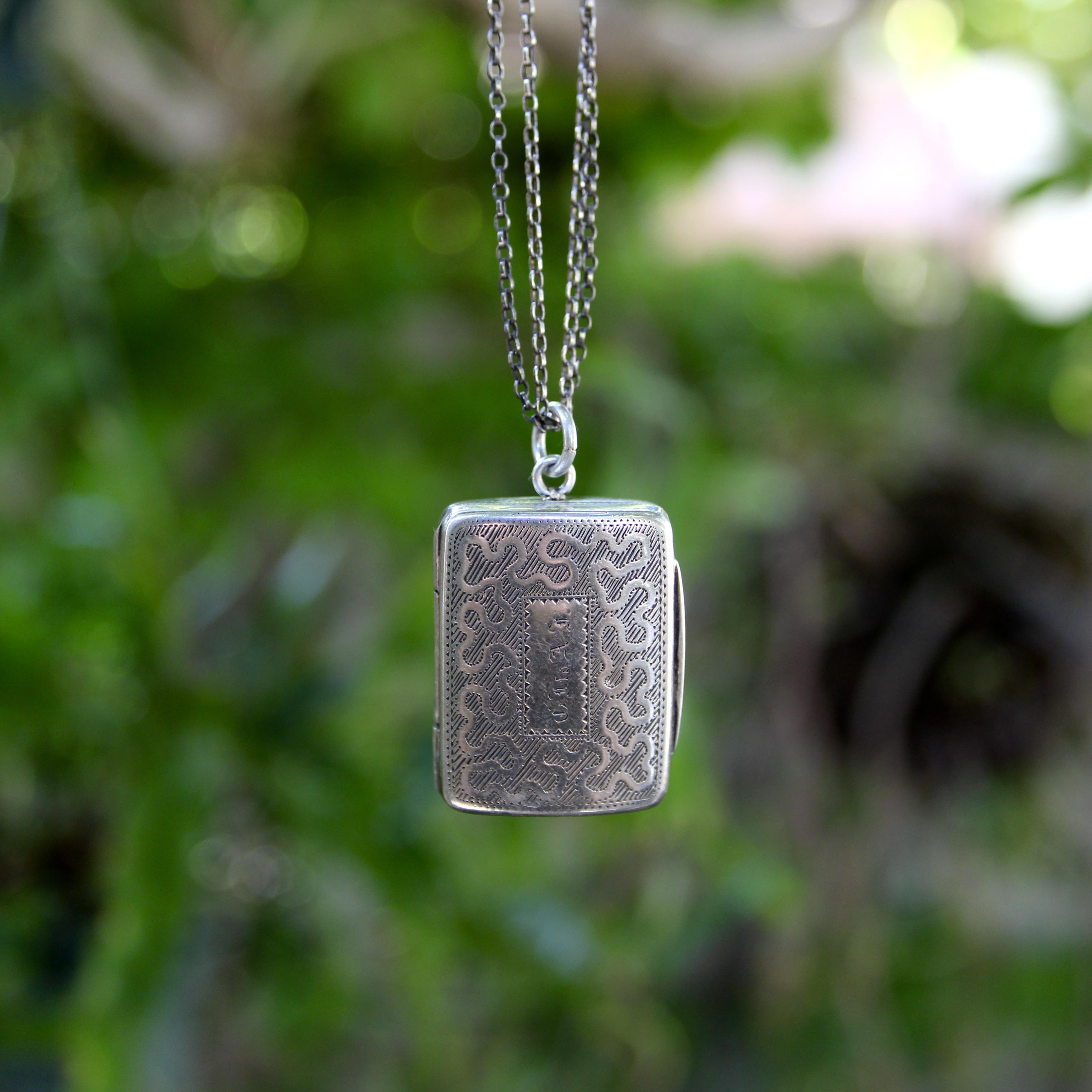 Sterling Silver Georgian Rectangular Vinaigrette with Meander Pattern For Sale 6