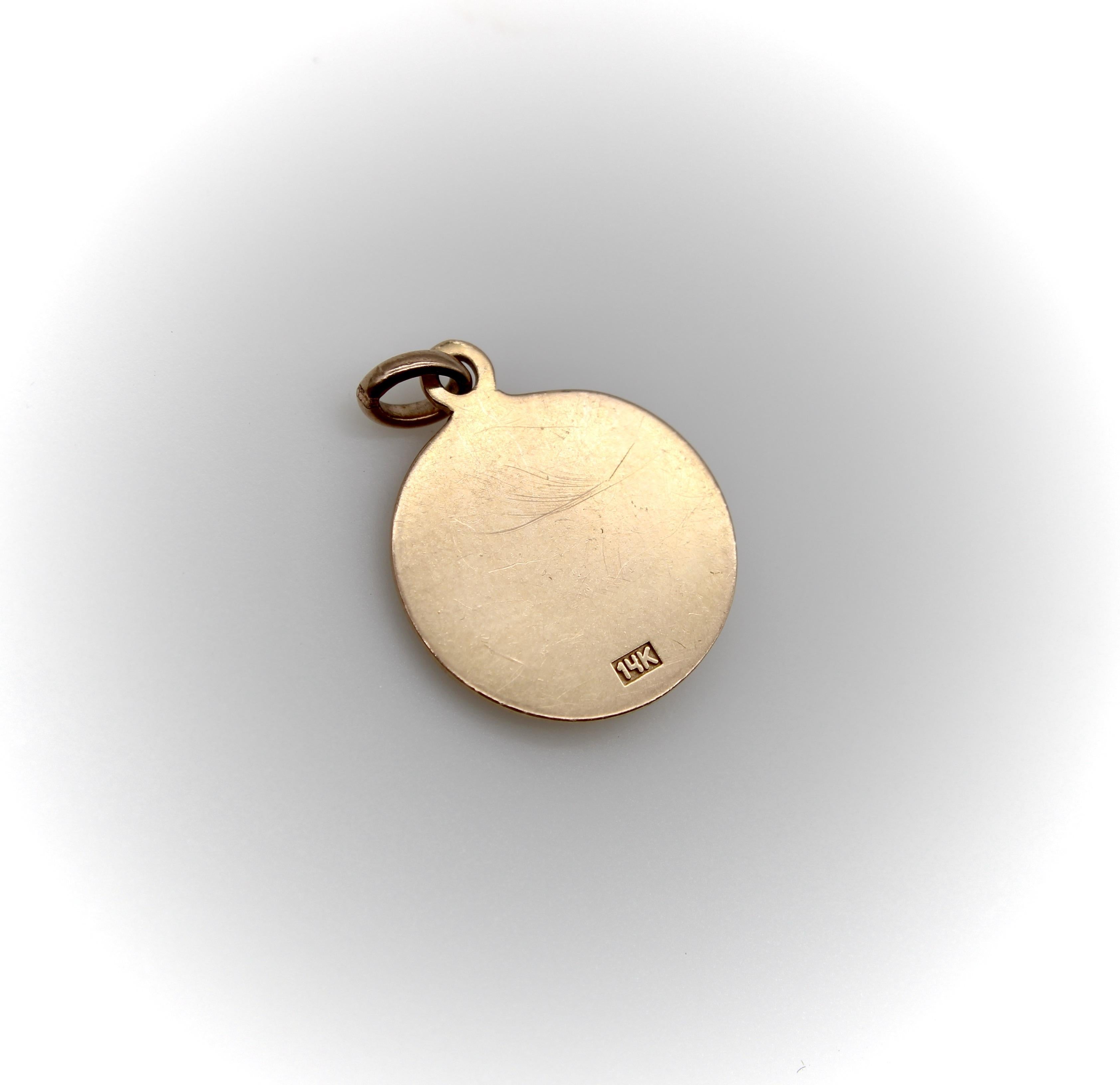 da uomo o donna Ciondolo a mezzaluna d'epoca in oro rosa 14K e diamanti in vendita