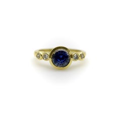 Signature Sapphire and Diamond Bezel Set 18K Gold Ring