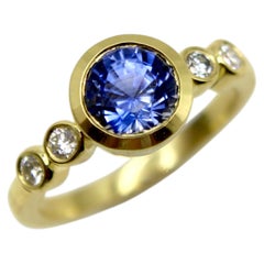 Signature Sapphire and Diamond Bezel Set 18K Gold Ring