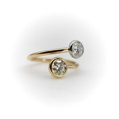 Bague « Toi et Moi » contemporaine en or 18 carats et platine, avec monture à chaton