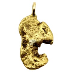 Vintage 22K Gold Nugget Pendant with Pac-Man Resemblance