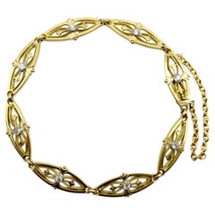 Victorian French 18K Gold Fancy Link Bracelet with Diamonds