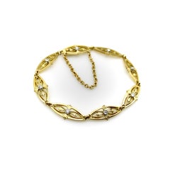Victorian French 18K Gold Fancy Link Bracelet with Diamonds
