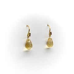 Signature 20K and 14K Gold Diamond and Citrine Briolette Drop Earrings