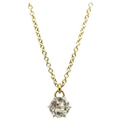 Collana con diamante antico da 0,60 carati a taglio europeo e oro 14 carati