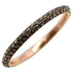 Vintage Micro Pave Cognac Diamond Eternity Band in 10K Gold with Rhodium Finish