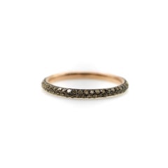Vintage Micro Pave Cognac Diamond Eternity Band in 10K Gold with Rhodium Finish