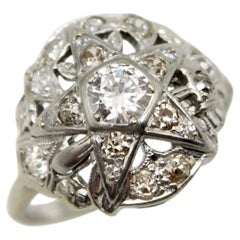 Art Deco 14K White Gold Order of the Eastern Star Diamond Ring