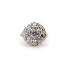 Art Deco 14K White Gold Order of the Eastern Star Diamond Ring