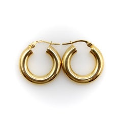 Vintage Italian 18K Gold Macaroni Hoop Earrings