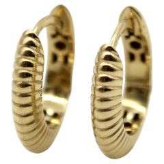 Vintage 14K Gold Ribbed Hoop Earrings