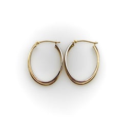 Vintage 14K Gold Two-Toned Gold Oval Hoop Earrings
