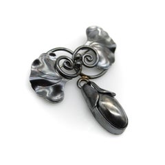 Sterling Silver Georg Jenson USA Gingko Leaf and Seedpod Brooch