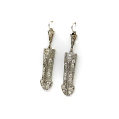 Edwardian 18K White Gold Old Mine Cut Diamond Filigree Earrings