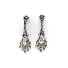 18K Gold Contemporary Quartz and Diamond Earrings