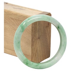 Bracelet jonc en jadéite verte birmane véritable (58,7 mm) #130